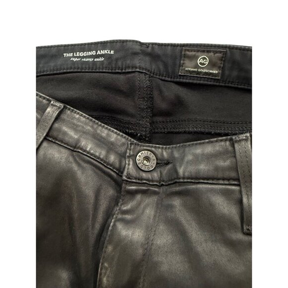 AG Adriano Goldschmied The Legging Ankle Super Skinny Jean Black Coated Size 32R - Picture 5 of 8